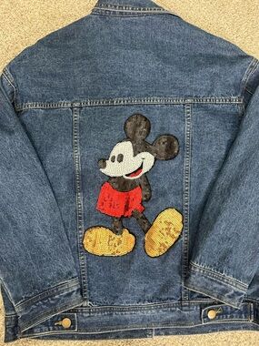 Disney Blue Denim Jacket with Sequined Mickey Patch